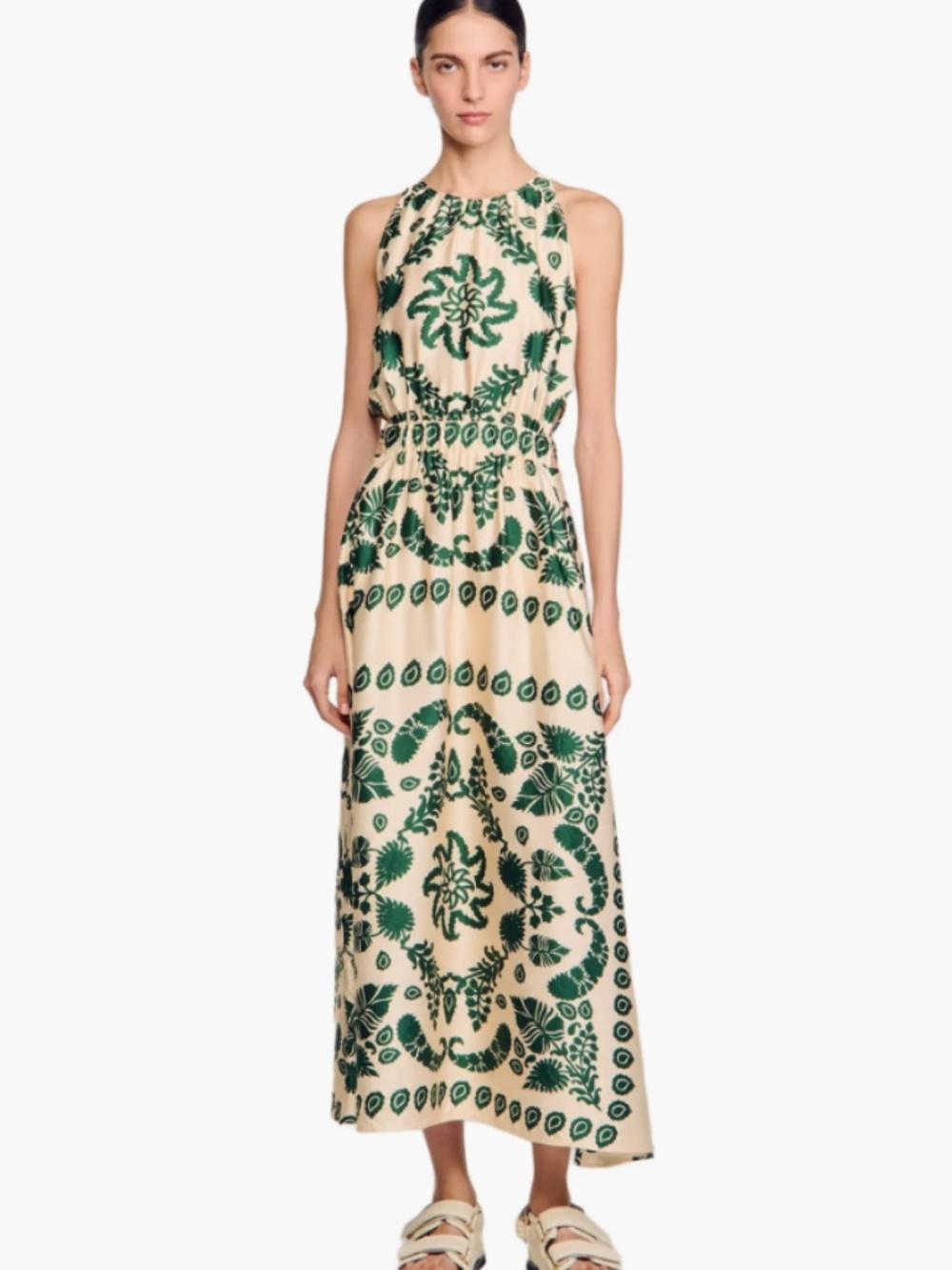 Sandro Leaf Print Maxi Dress